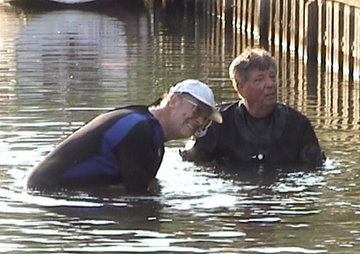 Nigel and Gordon working in the river