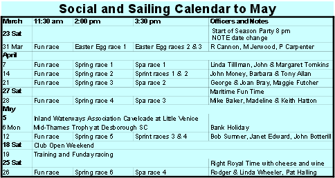 Social & sailing program